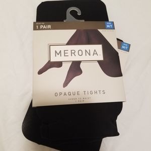 New Merona black opague tights set of 2